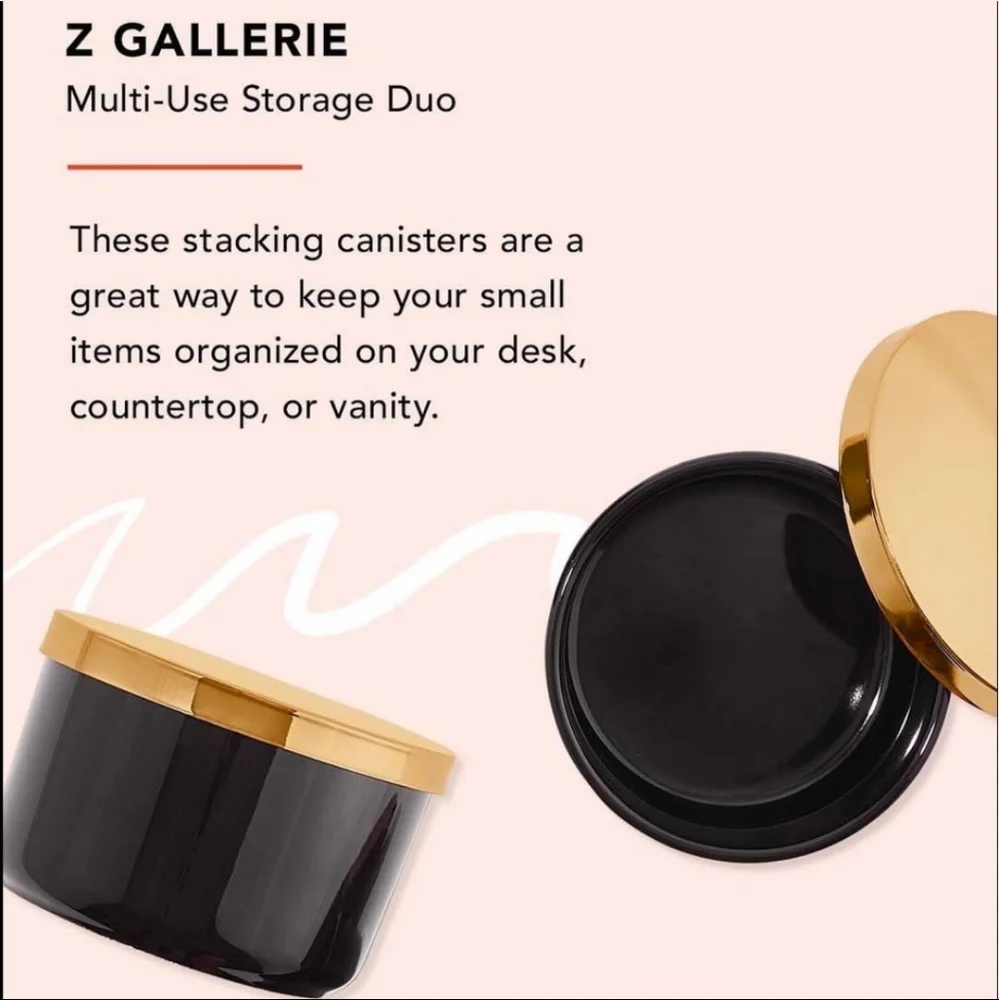 Z Gallerie Multi Use Storage Duo, black and gold, set of 2, NIB